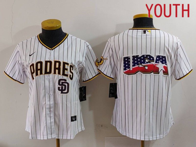 Youth San Diego Padres Blank White Stripe Game 2024 Nike MLB Jersey style 830